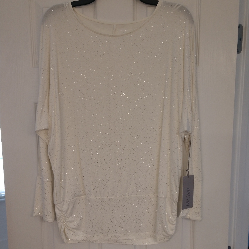 NWOT Glittery White top